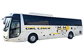 『OWL LINER』OWL-151　ホテルソビアルなんば大国町前(21:35発)・なんばOCAT（21:50発）・梅田プラザモータープール(22:40発)・京都八条口(23:45)⇒バスターミナル東京八重洲(6:40)・京成船橋駅　杉山ビル前(7:30着)